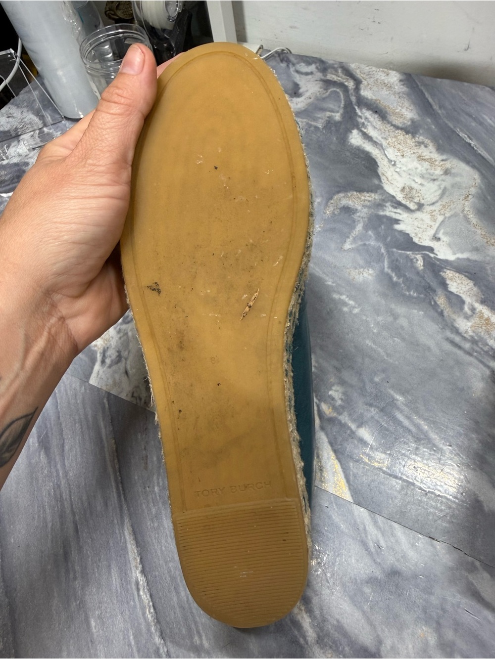Tory Burch Leather Logo Flats Women's Slip-On Size 8,5 - Picture 7 of 16